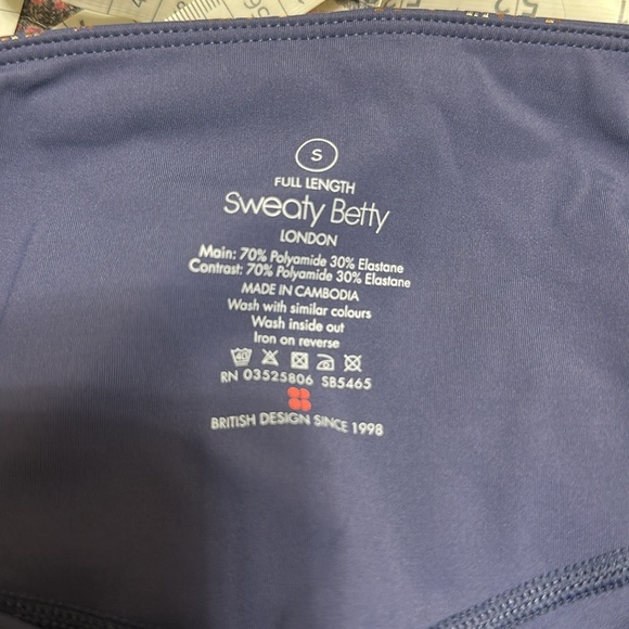 EUC Sweaty Betty Goddess Foil Leggings Crown Blue Bronze Full Length Size S - Picture 6 of 6